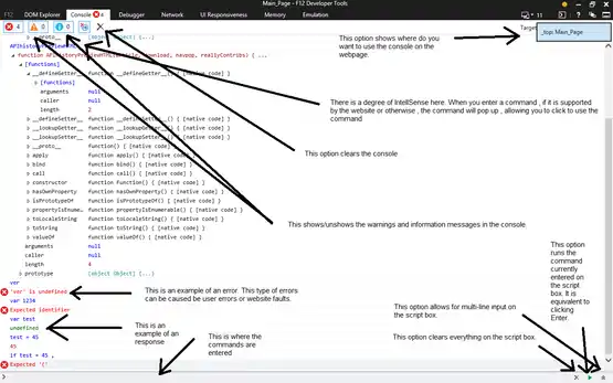 Console feature in IE11 Developer Tools