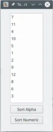 Program running to demonstrate alphabetic and numeric shuffling