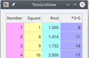 Gridview with coloured columns in Gambas