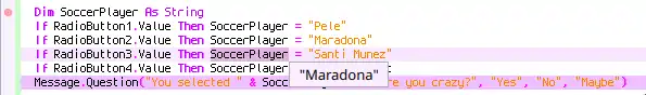 Pausing Gambas program execution to look at variables