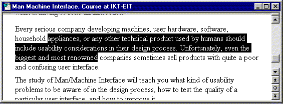 text editing with selection