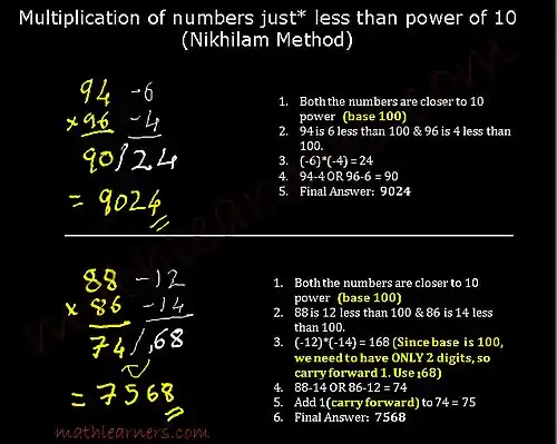 Vedic Maths Multipication Shortcuts