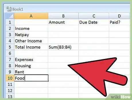 Image titled Create a Budget Spreadsheet Step 5