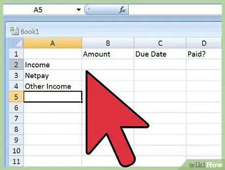 Image titled Create a Budget Spreadsheet Step 3