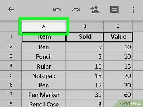 Image titled Sort on Google Sheets on Android Step 3