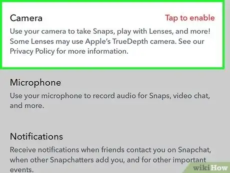 Image titled Allow Camera Access on Snapchat Step 18