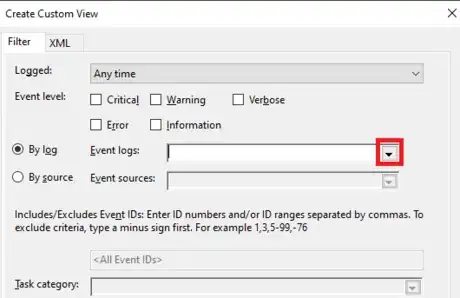 Image titled Event Viewer Create Custom View Click Drop Down Menu.png