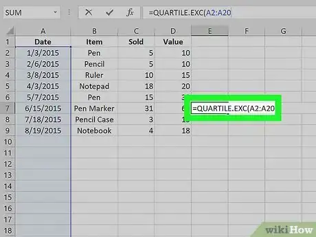 Image titled Calculate Quartiles in Excel Step 10