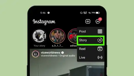 Image titled Instagram story button.png