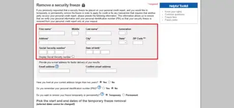 Image titled Remove Secuirty Freeze at Experian Enter Info.png