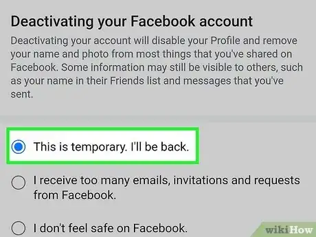 Image titled Deactivate a Facebook Account Step 10