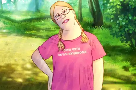 Image titled Girl with Down Syndrome Smiling Outdoors.png