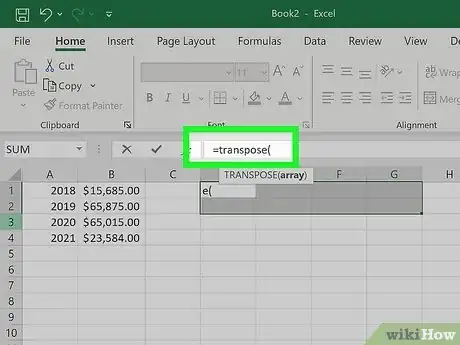 Image titled Transpose in Excel from Horizontal to Vertical Step 3