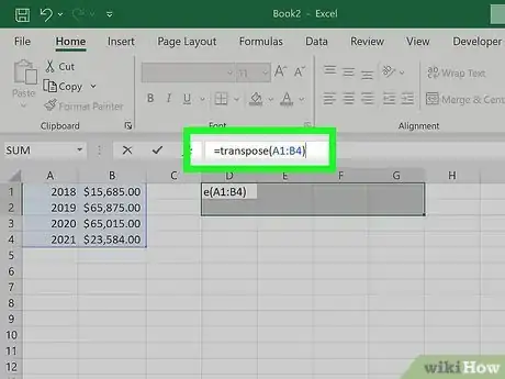 Image titled Transpose in Excel from Horizontal to Vertical Step 4