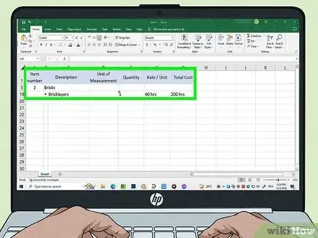 Image titled Prepare a Bill of Quantities Step 5