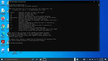 Image titled Visual of help options for the copy command