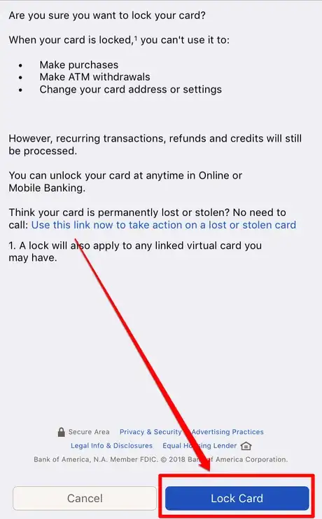 Image titled Lock and Unlock Your Bank of America Charge Card via the Bank of America Mobile App Step 9.png