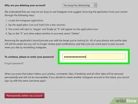 Image titled Delete an Instagram Account Step 20