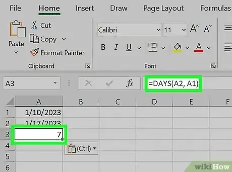 Image titled Calculate Number of Days Between Two Dates in Excel Step 6