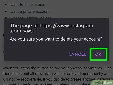 Image titled Delete an Instagram Account Step 13