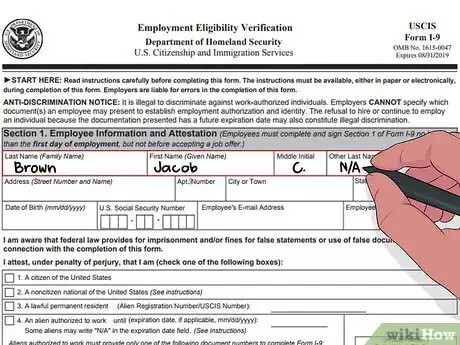 Image titled Complete an I9 Form Step 1