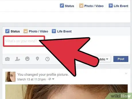 Image titled Add Location to a Facebook Post Step 2