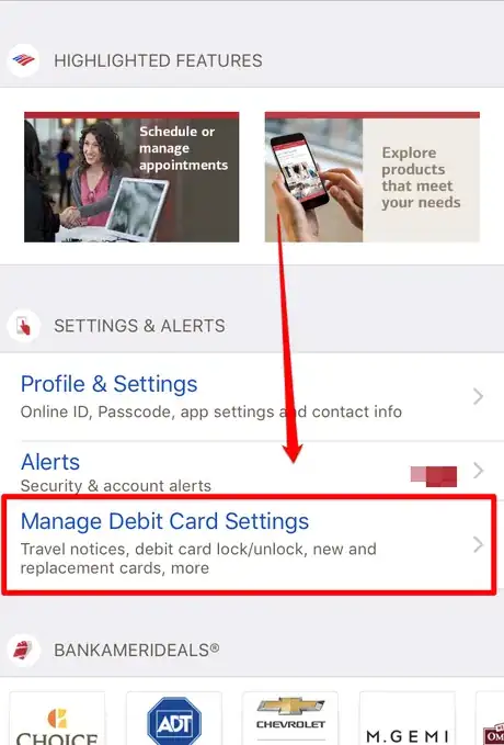 Image titled Lock and Unlock Your Bank of America Charge Card via the Bank of America Mobile App Step 4.png