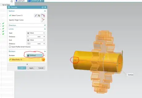 Image titled Creating shaft hole, substep 2, subtraction extrusion.png