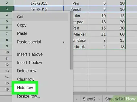 Image titled Hide Rows on Google Sheets on PC or Mac Step 5