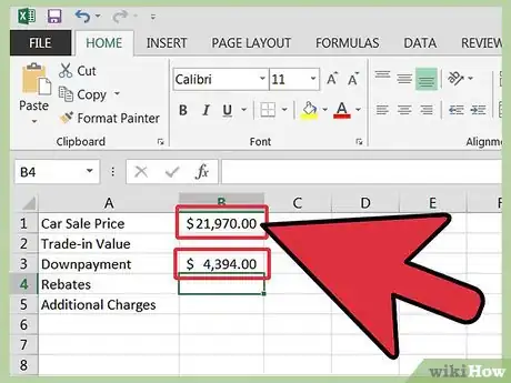 Image titled Calculate a Car Loan in Excel Step 4