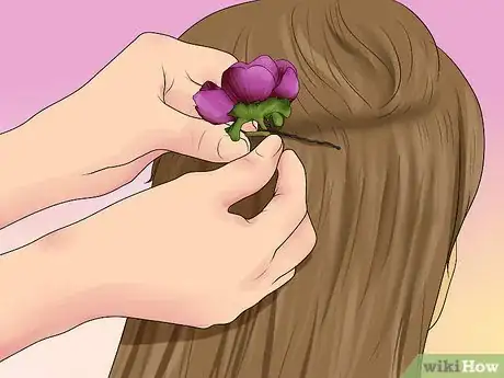 Image titled Securely Place a Flower in Your Hair Step 9