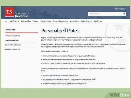 Image titled Get a Personalized License Plate in Tennessee Step 3