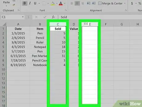 Image titled Move Columns in Excel Step 3