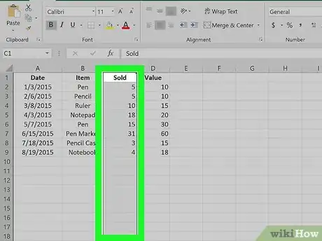 Image titled Move Columns in Excel Step 2