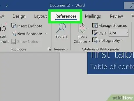 Image titled Create a Table of Contents for a Word Document Step 2