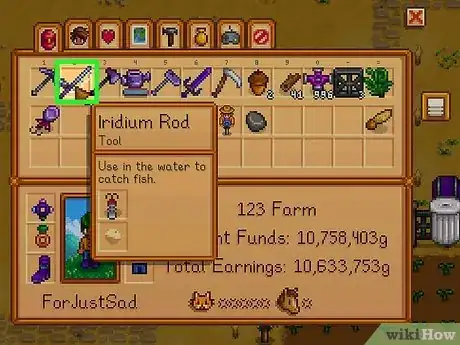 Image titled Attach Bait to Rod Stardew Step 4