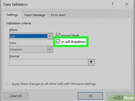 Image titled Create a Drop Down List in Excel Step 7