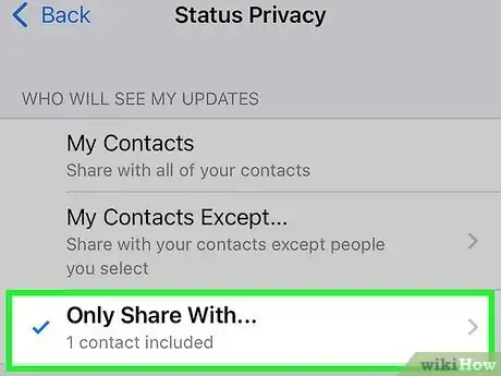 Image titled Change Who Can See Your Status on WhatsApp Step 4