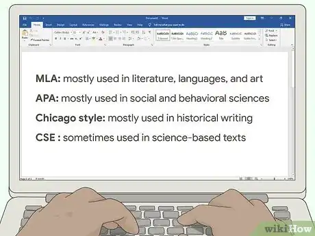 Image titled MLA, APA, Chicago Style, and CSE citations styles listed with their most common use scenarios.