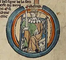 Æthelred as depicted in the early-fourteenth-century Genealogical Roll of the Kings of England