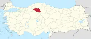 Location of Cankiri Province in Turkey