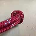 Rose knot on 2 ropes back view, animated tying