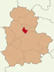 Map showing Oğuzlar District in Çorum Province