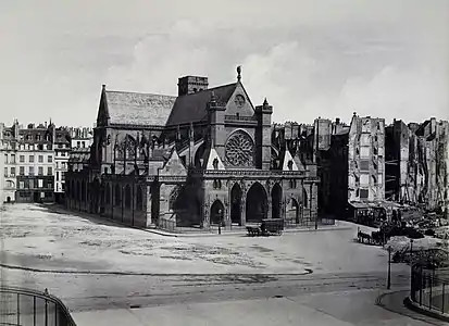 Church photographed in the 1850s, before rebuilding of belfry