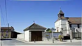 The church and fire station in Saint-Pierre