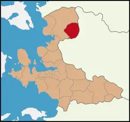 Map showing Kınık District in İzmir Province