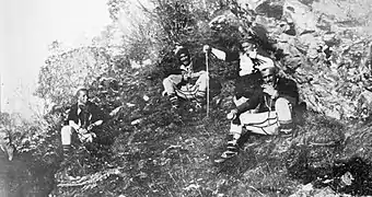 Men of Štirovica conversing on a hillside, 1907