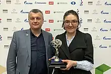 Hand-over of the Women's Chess Award of Caissa to Nana Dzagnidze