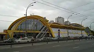 Modern on-bridge terminal building at Karavaevi Dachi